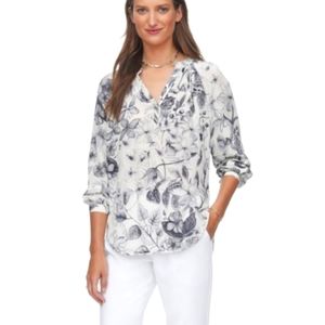 Rebecca Taylor Floral Silk Popover Blouse Size 2